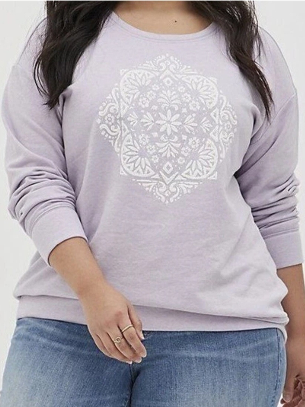 Torrid Purple Mandala Fleece Pullover Drop Shoulder Sweatshirt Plus Sz 00